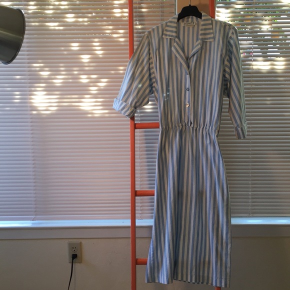 Vintage Poplin Striped Dress - Picture 1 of 5